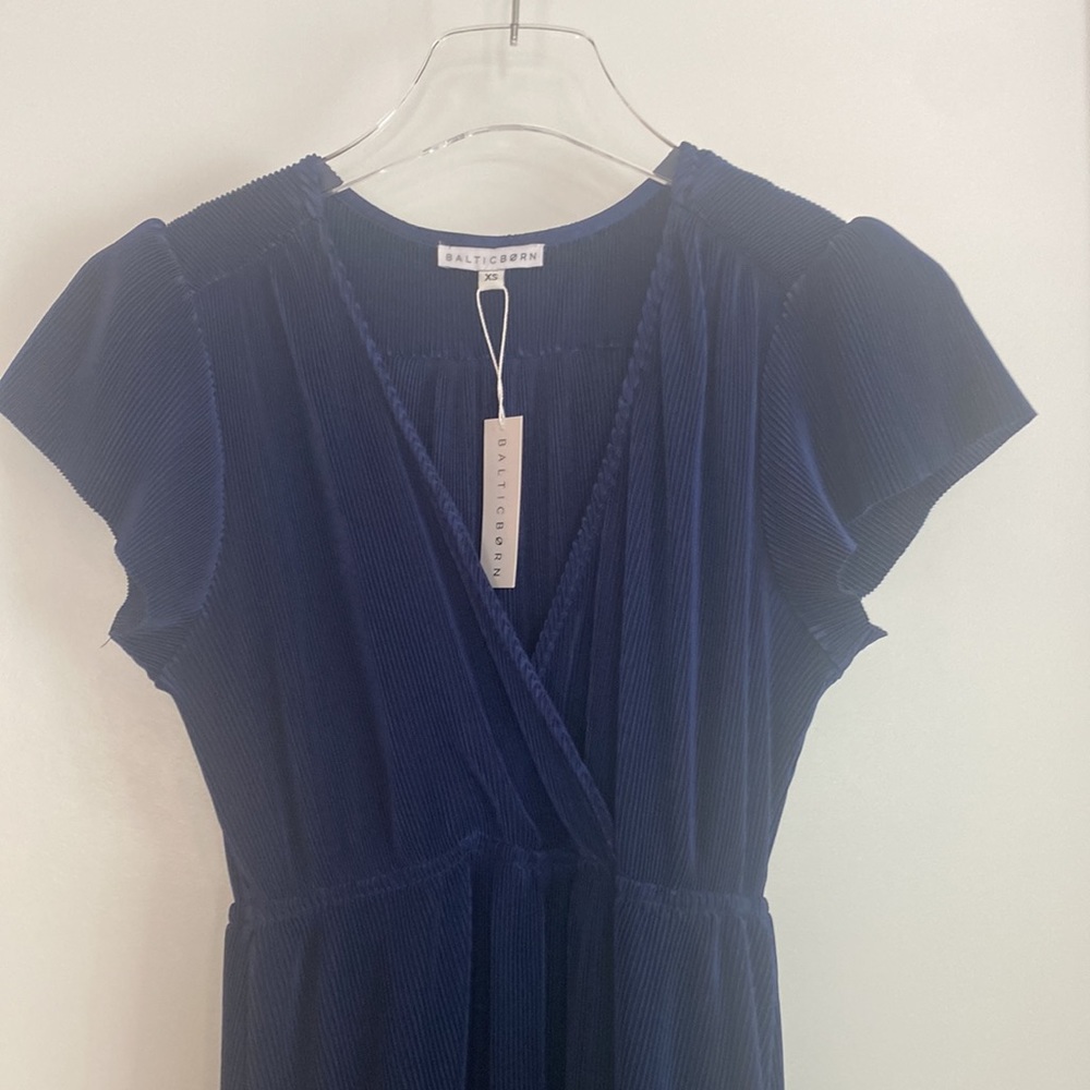 Baltic Born Athena Pleated Maxi Dress Navy Blue SIZE XS NWT